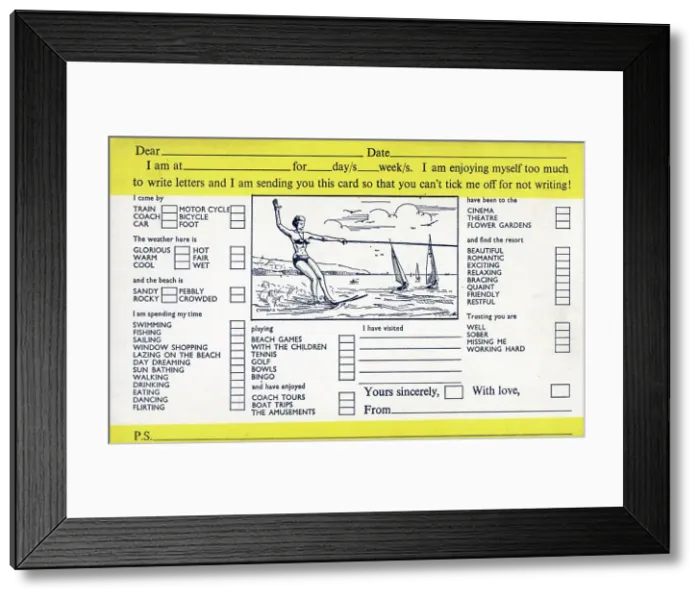 Framed Print : A universal fill-in-the-gaps holiday postcard Framed Print : A universal fill-in-the-gaps holiday postcard