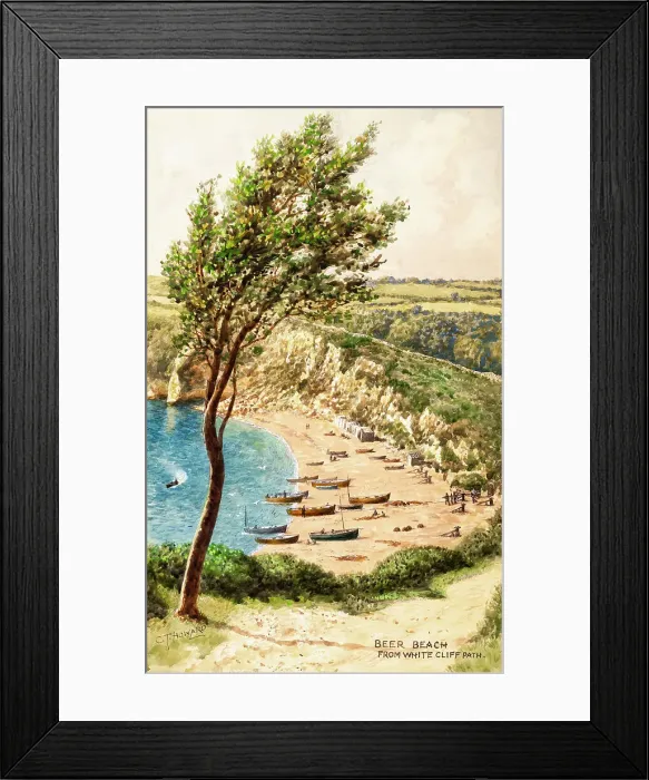 Framed Print : Beer Beach from White Cliff Path, Beer, East Devon Framed Print : Beer Beach from White Cliff Path, Beer, East Devon