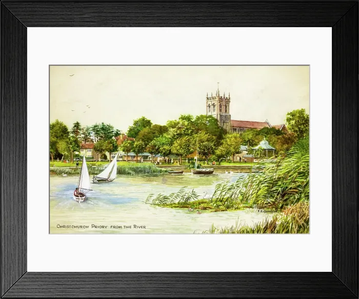 Framed Print : Christchurch Priory, Dorset, viewed from across the river Framed Print : Christchurch Priory, Dorset, viewed from across the river