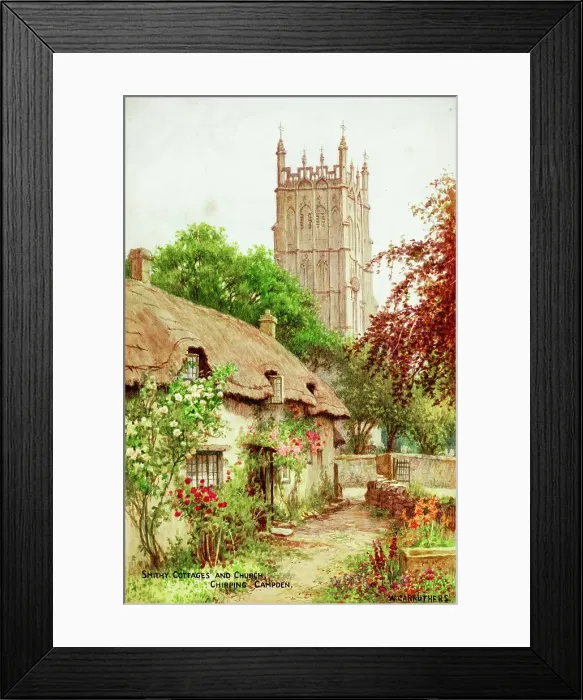 Framed Print : Cottages and Church, Chipping Campden, Gloucestershire Framed Print : Cottages and Church, Chipping Campden, Gloucestershire