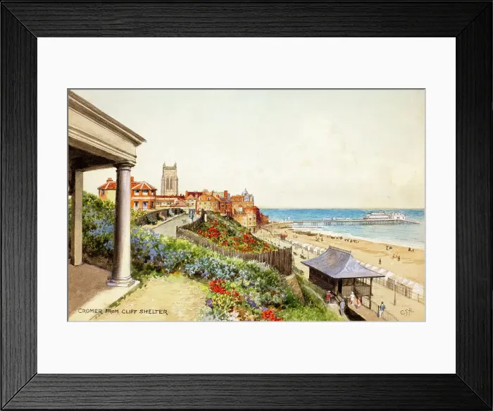 Framed Print : Cromer, Norfolk, viewed from the cliff shelter Framed Print : Cromer, Norfolk, viewed from the cliff shelter