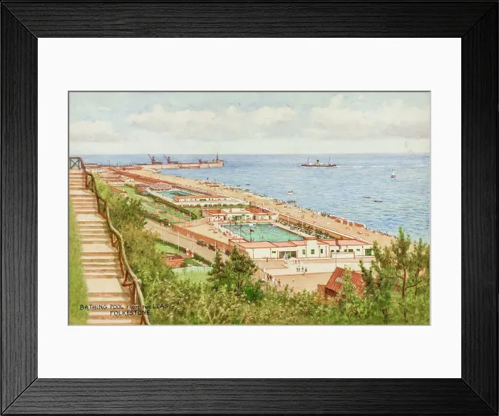 Framed Print : Bathing Pool from the Leas, Folkestone, Kent Framed Print : Bathing Pool from the Leas, Folkestone, Kent