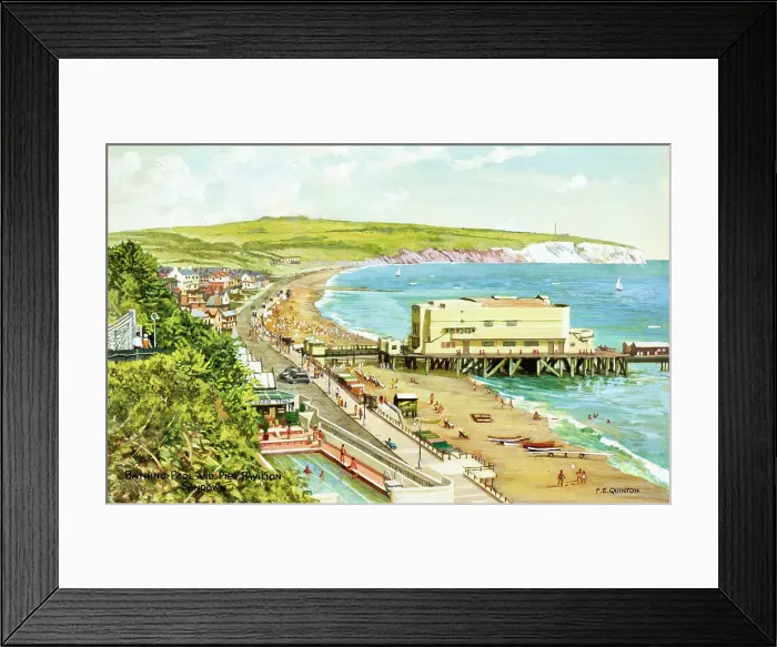 Framed Print : Bathing Pool and Pier Pavilion, Sandown, Isle of Wight Framed Print : Bathing Pool and Pier Pavilion, Sandown, Isle of Wight