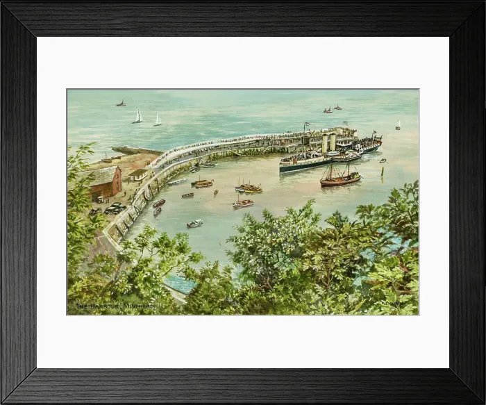 Framed Print : The Harbour, Minehead, Somerset, with paddle steamer Framed Print : The Harbour, Minehead, Somerset, with paddle steamer
