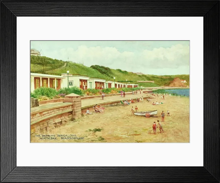 Framed Print : Bathing Bungalows, North Bay, Scarborough, North Yorkshire