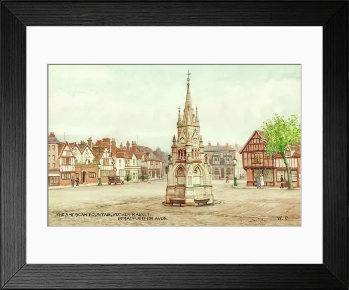 Framed Print : American Fountain, Rother Market, Stratford-upon-Avon Framed Print : American Fountain, Rother Market, Stratford-upon-Avon