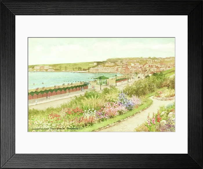 Framed Print : Gardens and Promenade, Swanage, Dorset Framed Print : Gardens and Promenade, Swanage, Dorset