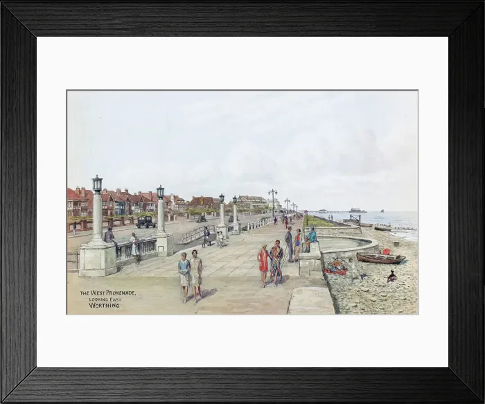 Framed Print : The West Promenade, Worthing, West Sussex, looking east