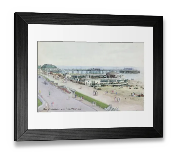 Framed Print : Band Enclosure and Pier, Worthing, West Sussex Framed Print : Band Enclosure and Pier, Worthing, West Sussex