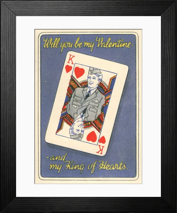 Framed Print : WW2 Valentines Card, King Of Hearts Framed Print : WW2 Valentines Card, King Of Hearts