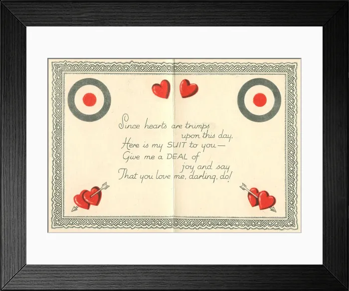 Framed Print : WW2 Valentines Card Interior, King Of Hearts Framed Print : WW2 Valentines Card Interior, King Of Hearts