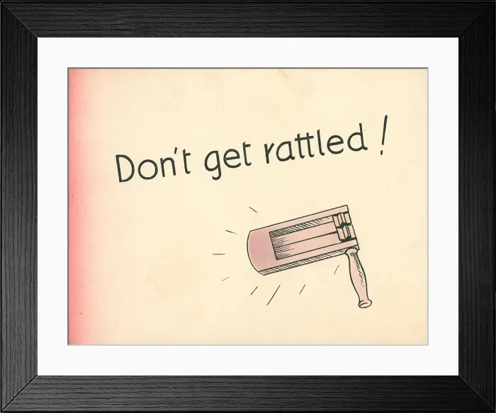 Framed Print : WW2 Greetings Card, Gas Rattle Framed Print : WW2 Greetings Card, Gas Rattle