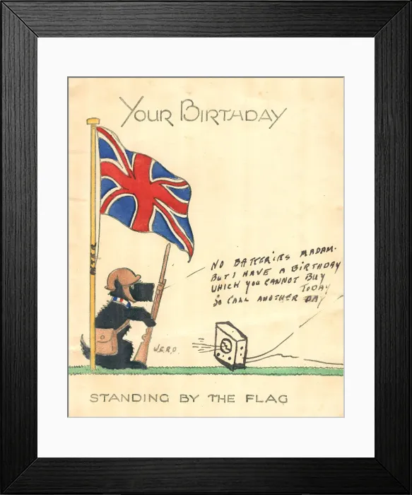 Framed Print : WW2 Birthday Card, Standing By The Flag Framed Print : WW2 Birthday Card, Standing By The Flag