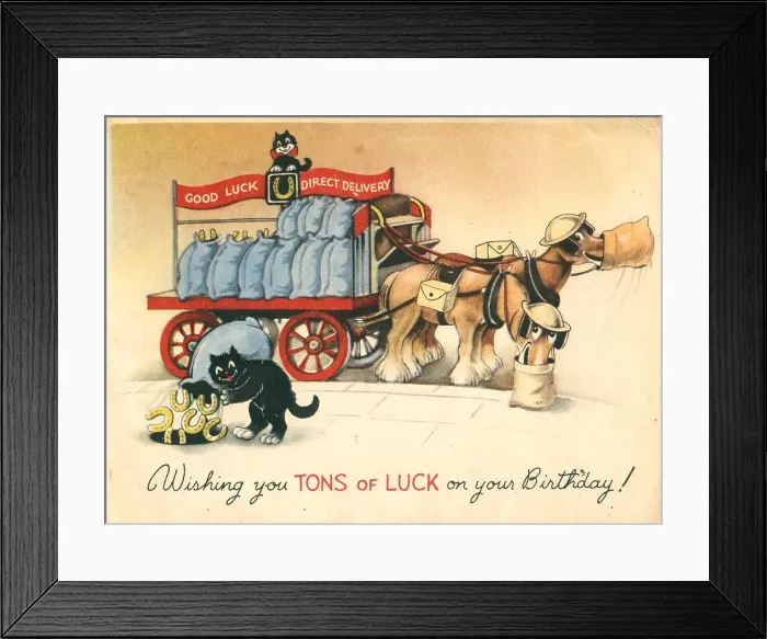 Framed Print : WW2 Birthday Card, Tons Of Luck Framed Print : WW2 Birthday Card, Tons Of Luck
