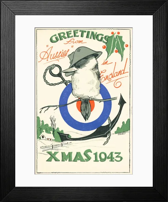 Framed Print : WW2 Christmas Card From Aussies In England Framed Print : WW2 Christmas Card From Aussies In England