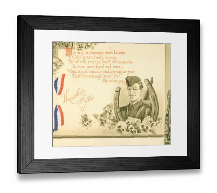 Framed Print : WW2 Greetings Card, Sent To A Soldier Framed Print : WW2 Greetings Card, Sent To A Soldier