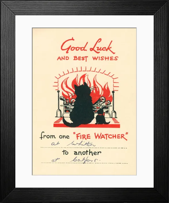Framed Print : WW2 Greetings Card, Fire Watchers Framed Print : WW2 Greetings Card, Fire Watchers