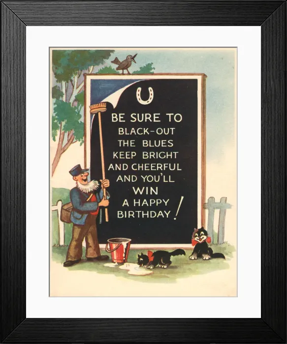 Framed Print : WW2 Birthday Card, Blackout The Blues Framed Print : WW2 Birthday Card, Blackout The Blues
