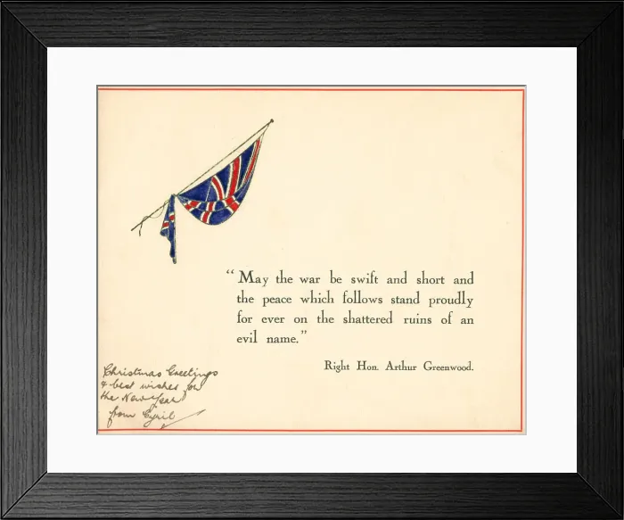 Framed Print : WW2 Christmas Card, Union Jack Framed Print : WW2 Christmas Card, Union Jack