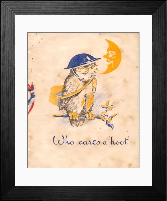 Framed Print : WW2 Greetings Card, Who Cares A Hoot Framed Print : WW2 Greetings Card, Who Cares A Hoot