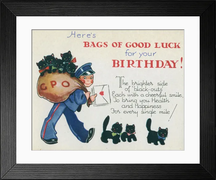Framed Print : WW2 Birthday Card, Bags Of Good Luck Framed Print : WW2 Birthday Card, Bags Of Good Luck