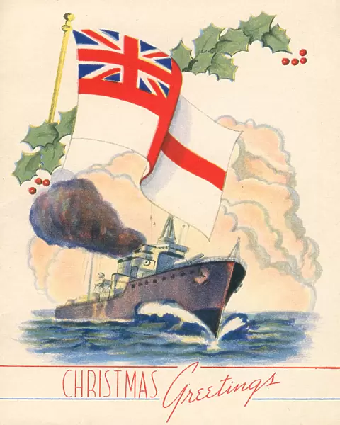 WW2 Christmas Card, White Ensign Flag