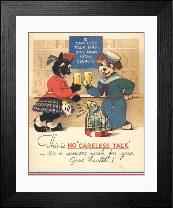 Framed Print : WW2 Greetings Card, No Careless Talk Framed Print : WW2 Greetings Card, No Careless Talk