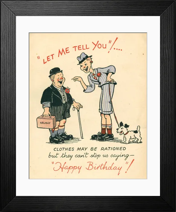 Framed Print : WW2 Birthday Card Rationed Clothes Framed Print : WW2 Birthday Card Rationed Clothes