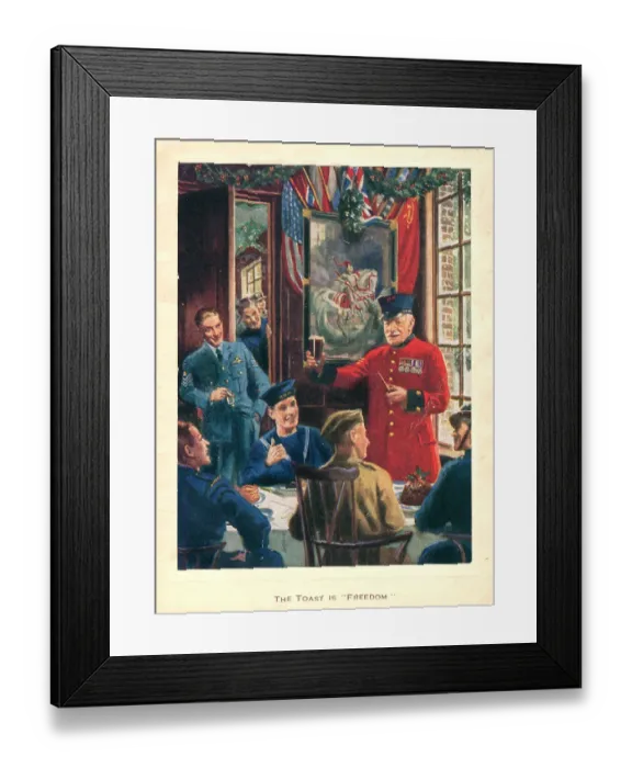 Framed Print : WW2 Christmas Card, The Toast Is Freedom Framed Print : WW2 Christmas Card, The Toast Is Freedom