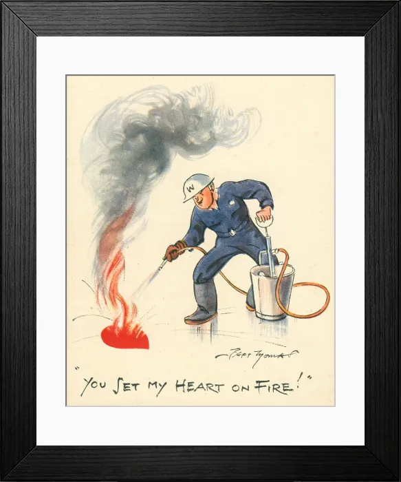Framed Print : WW2 Valentines Card, Wartime Fireman Framed Print : WW2 Valentines Card, Wartime Fireman