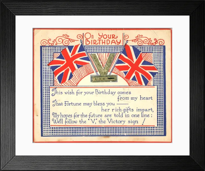 Framed Print : WW2 Birthday Card, Victory Flags Framed Print : WW2 Birthday Card, Victory Flags