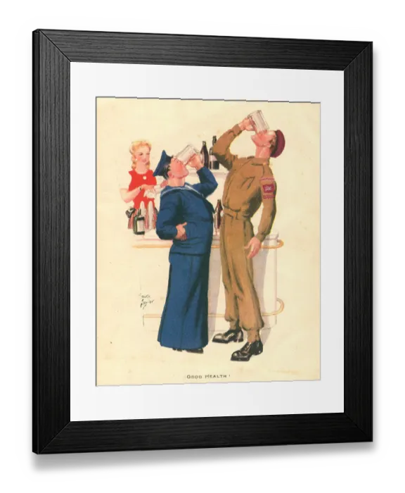 Framed Print : WW2 Christmas Card, Good Health!