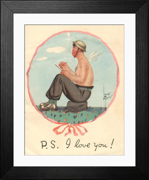 Framed Print : WW2 Valentines Card, Cupid Soldier Framed Print : WW2 Valentines Card, Cupid Soldier