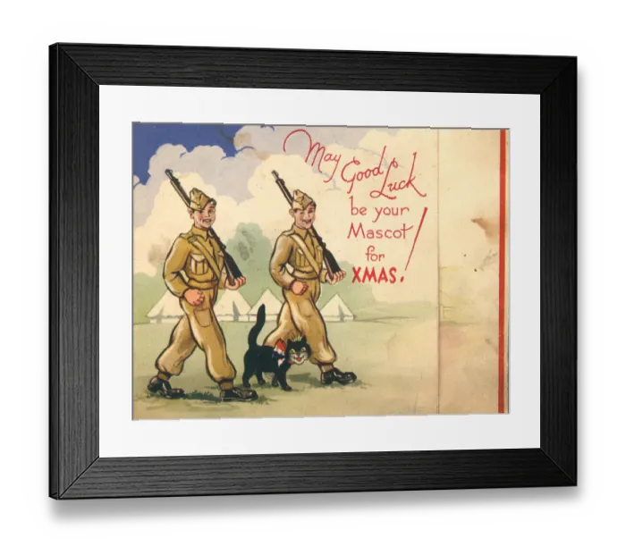 Framed Print : WW2 Christmas Card, Soldiers Of Good Luck Framed Print : WW2 Christmas Card, Soldiers Of Good Luck