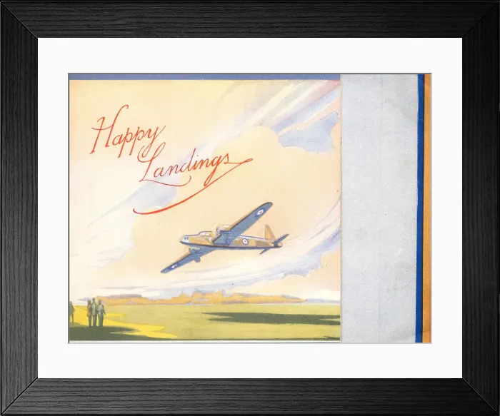 Framed Print : WW2 Greetings Card, Happy Landings Framed Print : WW2 Greetings Card, Happy Landings