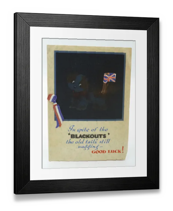 Framed Print : WW2 Greetings Card, Blackout Dog Framed Print : WW2 Greetings Card, Blackout Dog