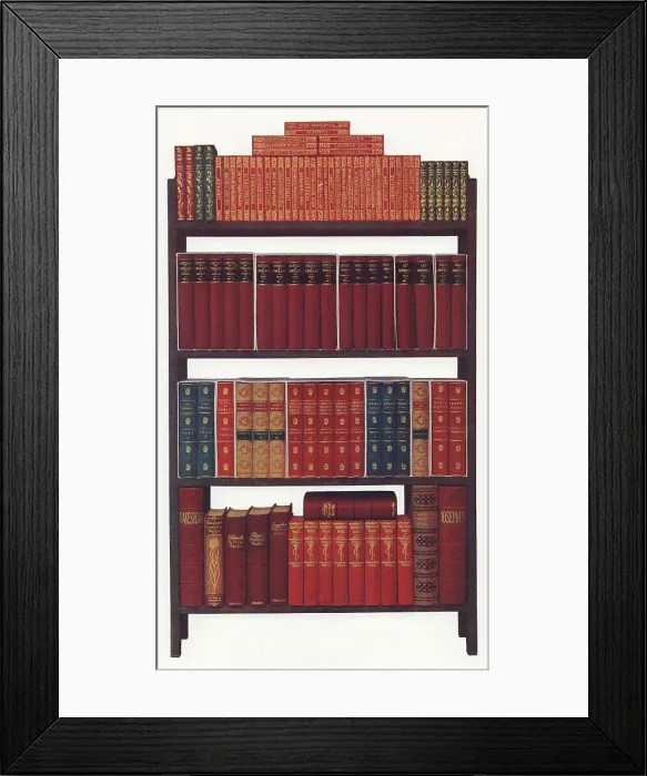 Framed Print : Bookshelf. Catalogue illustration of a domestic bookshelf Date: 1905