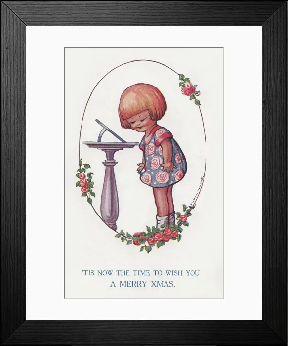 Framed Print : Young Girl and a Sundial Framed Print : Young Girl and a Sundial