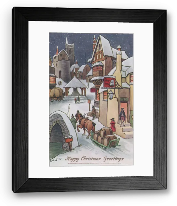 Framed Print : Christmas Townscape Framed Print : Christmas Townscape