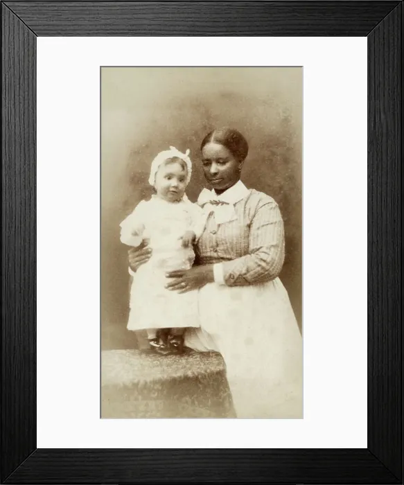 Framed Print : Little white toddler with her black nanny Framed Print : Little white toddler with her black nanny