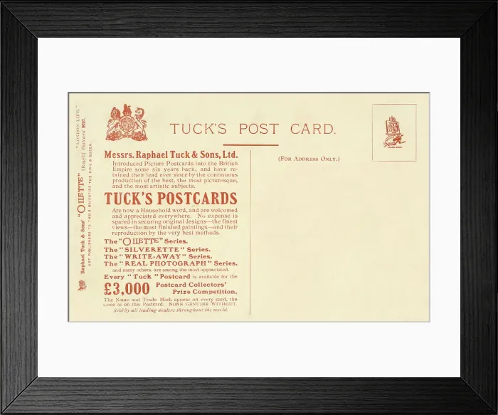 Framed Print : The reverse of a Raphael Tuck & Sons postcard Framed Print : The reverse of a Raphael Tuck & Sons postcard