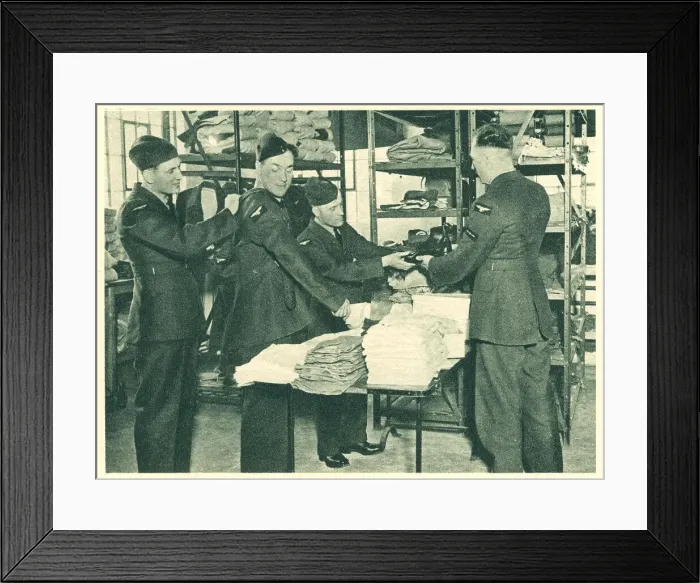 Framed Print : WW2 - R. A. F. Equipment Issuing Framed Print : WW2 - R. A. F. Equipment Issuing