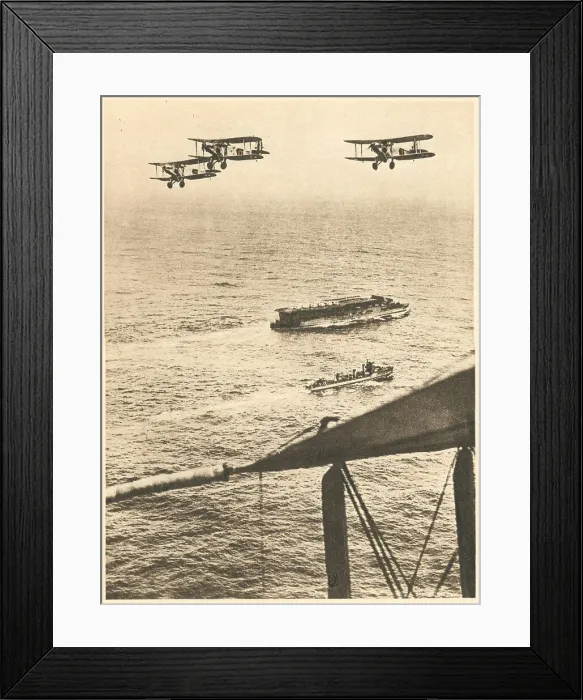 Framed Print : WW2 - Biplanes Flying Over Aircraft Carrier Framed Print : WW2 - Biplanes Flying Over Aircraft Carrier