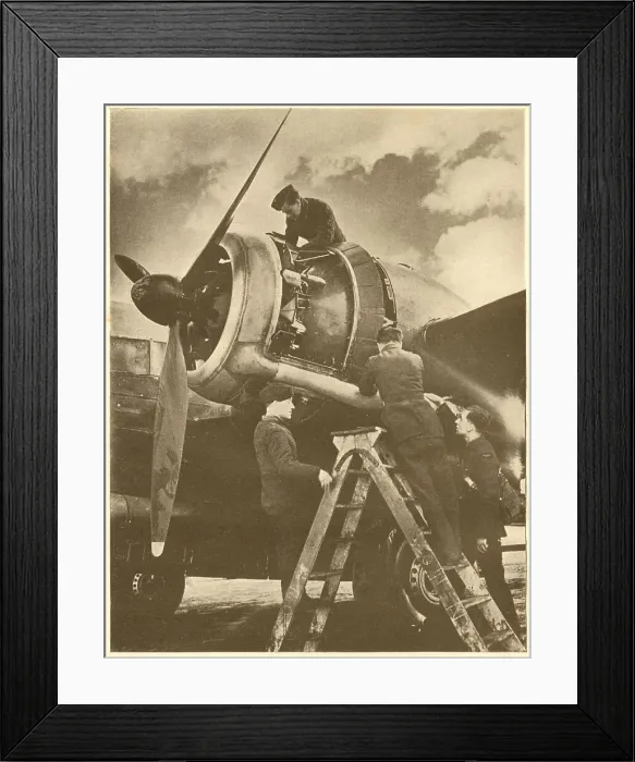 Framed Print : WW2 - R. A. F. Ground Crew Engine Tuning Framed Print : WW2 - R. A. F. Ground Crew Engine Tuning