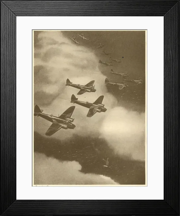 Framed Print : WW2 - Blenheim Bombers Vs Messerschmitts Framed Print : WW2 - Blenheim Bombers Vs Messerschmitts