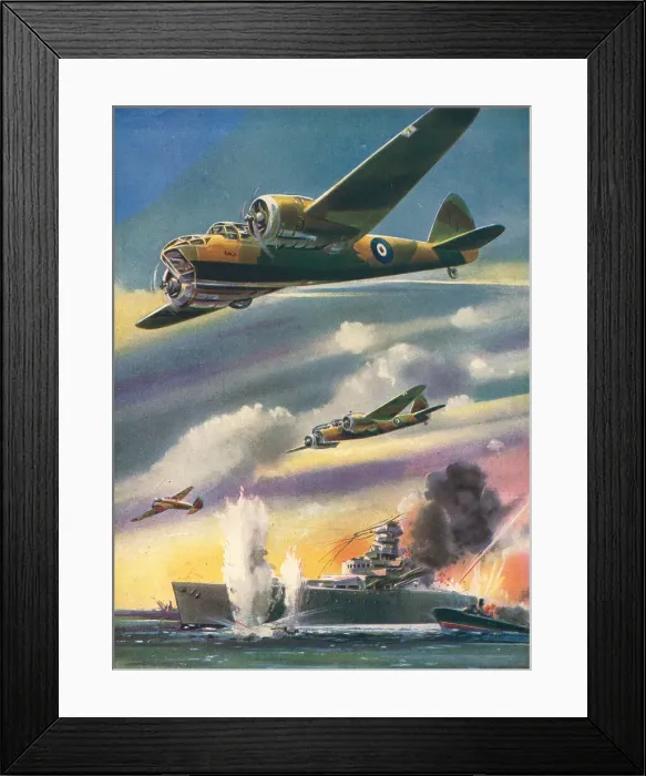 Framed Print : WW2 - Blenheim Bombers Attacking Warship Framed Print : WW2 - Blenheim Bombers Attacking Warship
