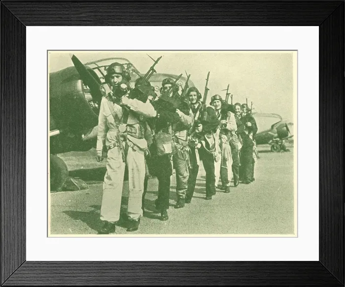 Framed Print : WW2 - R. A. F. Gunners In Training Framed Print : WW2 - R. A. F. Gunners In Training