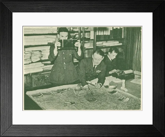 Framed Print : WW2 - R. A. F. Placing Prints On The Map Framed Print : WW2 - R. A. F. Placing Prints On The Map
