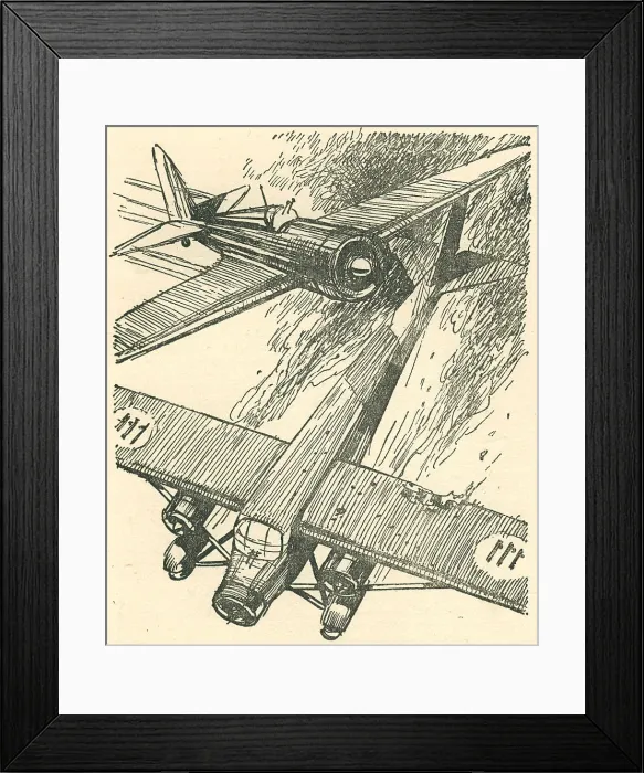 Framed Print : WW2 - British Plane Colliding With An Italian Framed Print : WW2 - British Plane Colliding With An Italian