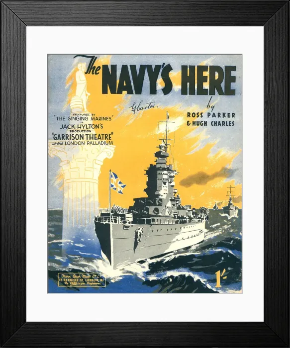 Framed Print : The Navy's Here Music Cover Framed Print : The Navy's Here Music Cover